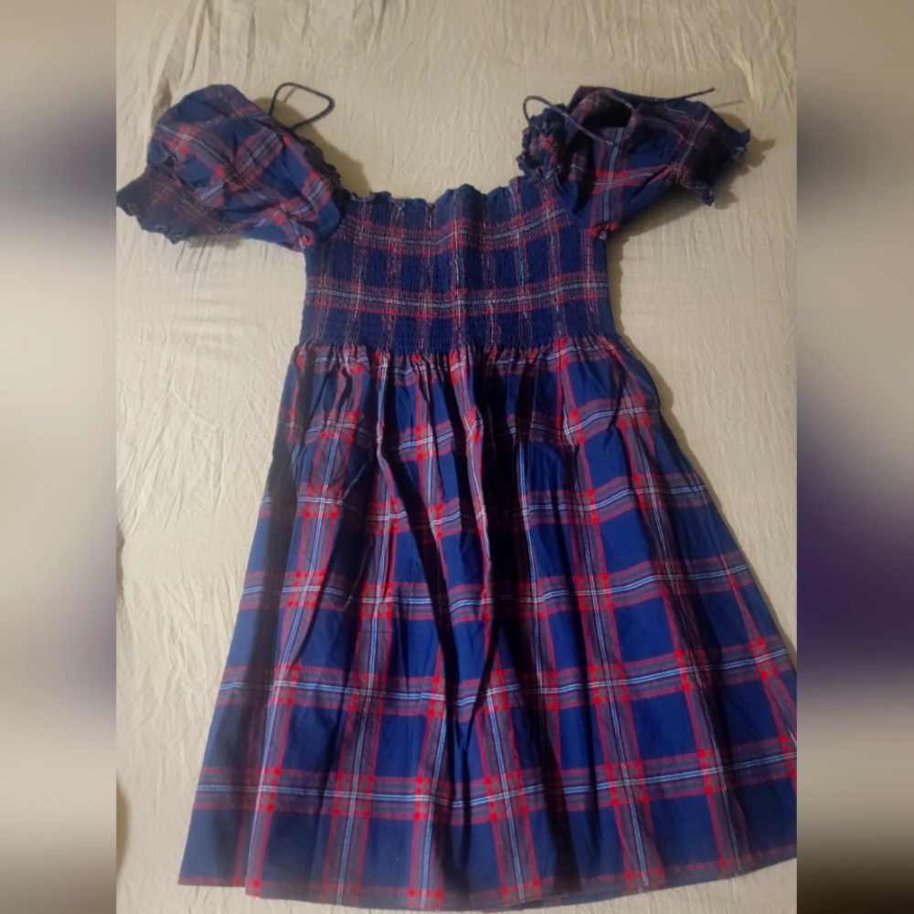 Hillhouse Dress in Blue and Red